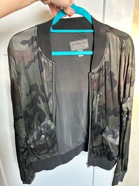 Marrakech Women’s Camo Bomber Jacket - Olive/Black